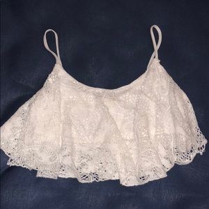 White lace crop top